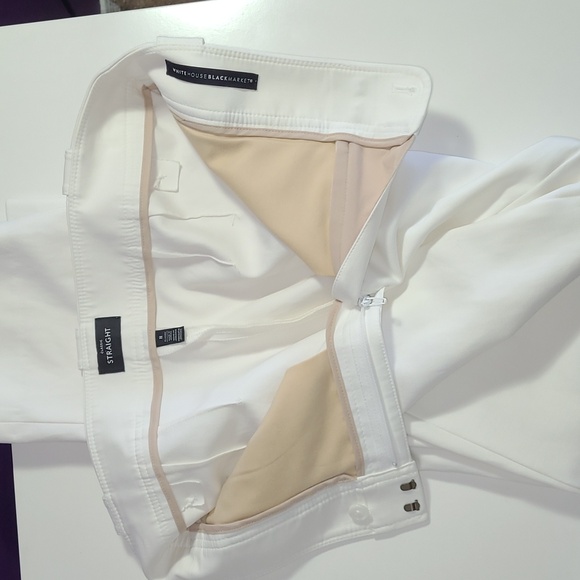 WhiteHouse Black Market  off White  pants 2 front pockets Silver Buttons 8P used - Picture 5 of 16